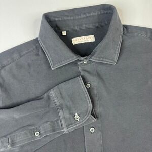 Luca Faloni Long Sleeve Pique Shirt Mens 16 41 Grey Italy Made Button Up